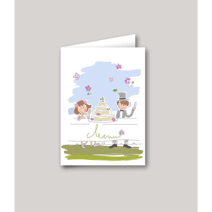 CARTE MENU MARIAGE CORDE AU COU
