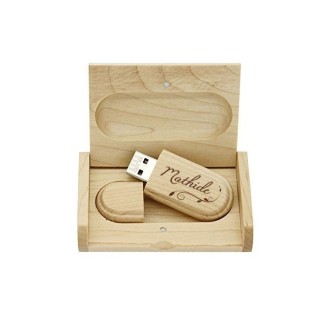 CLÉ USB ET COFFRET ÉCRIN EN BOIS NATUREL GRAVE
