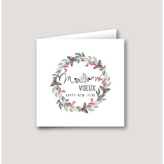 CARTE DE VŒUX Couronne de Houx, Happy New  Year
