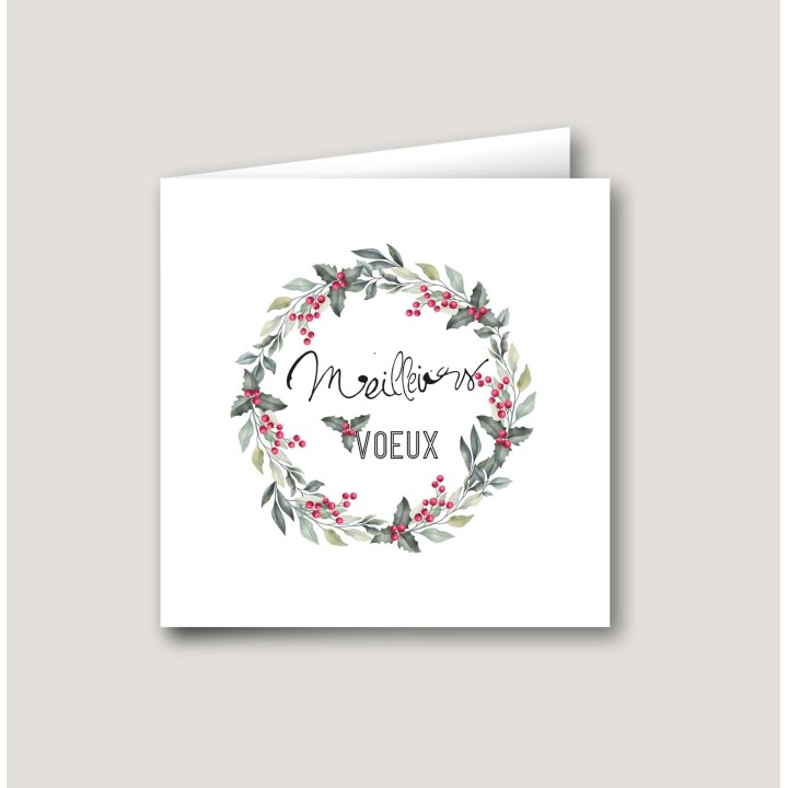 CARTE DE VŒUX Couronne de Houx, meilleurs vœux