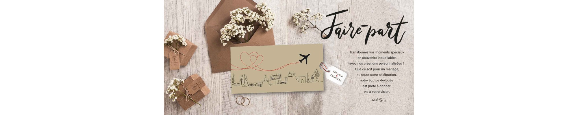 Faire part de création originale, des designs artistiques, vintage, chic