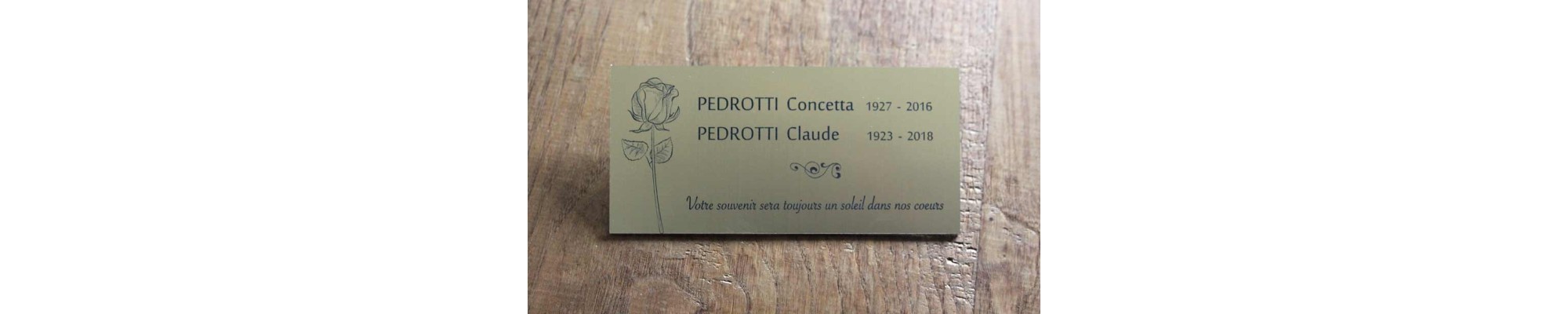 plaque funéraire personnalisee, plaque columbarium nom, prenom, defunt