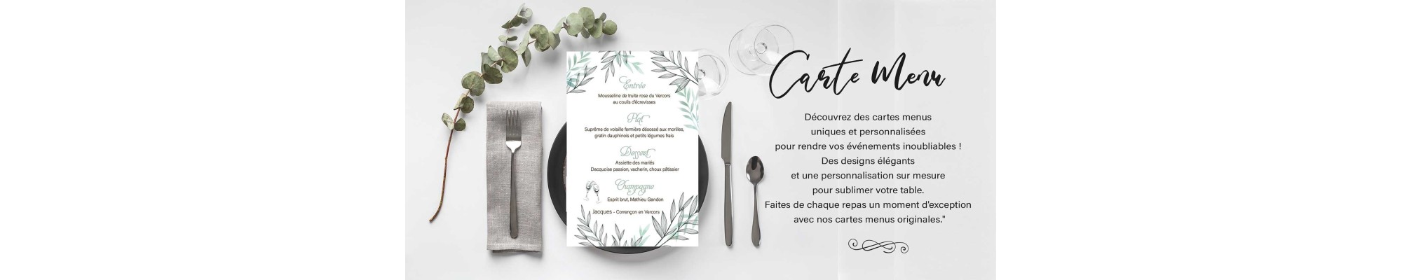 Carton menu personnalise design vintage humour vos repas et évènements